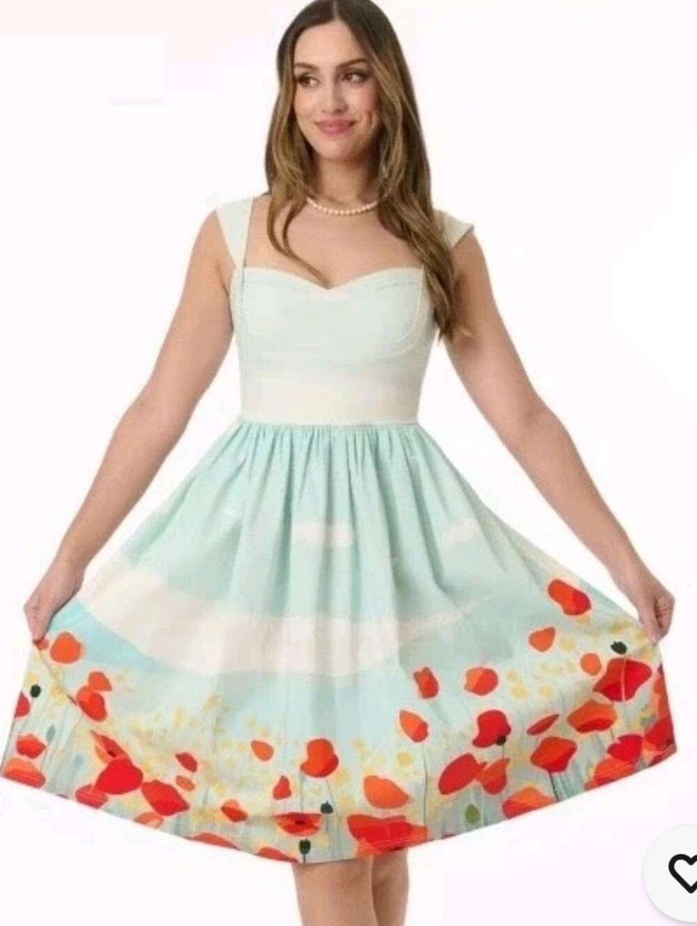 Unique Vintage Brand Women's Blue Sky & Poppy Field Sleeveless Swing Dress Sz 6